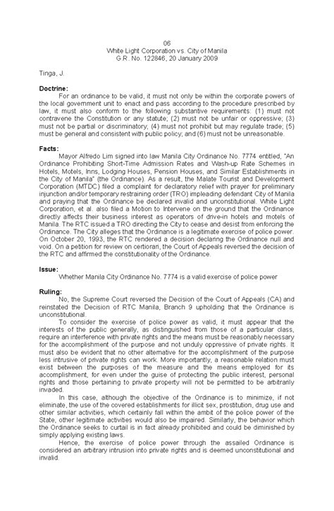 g.r. no. 122846|White Light Corporation et al v. CITY OF Manila.